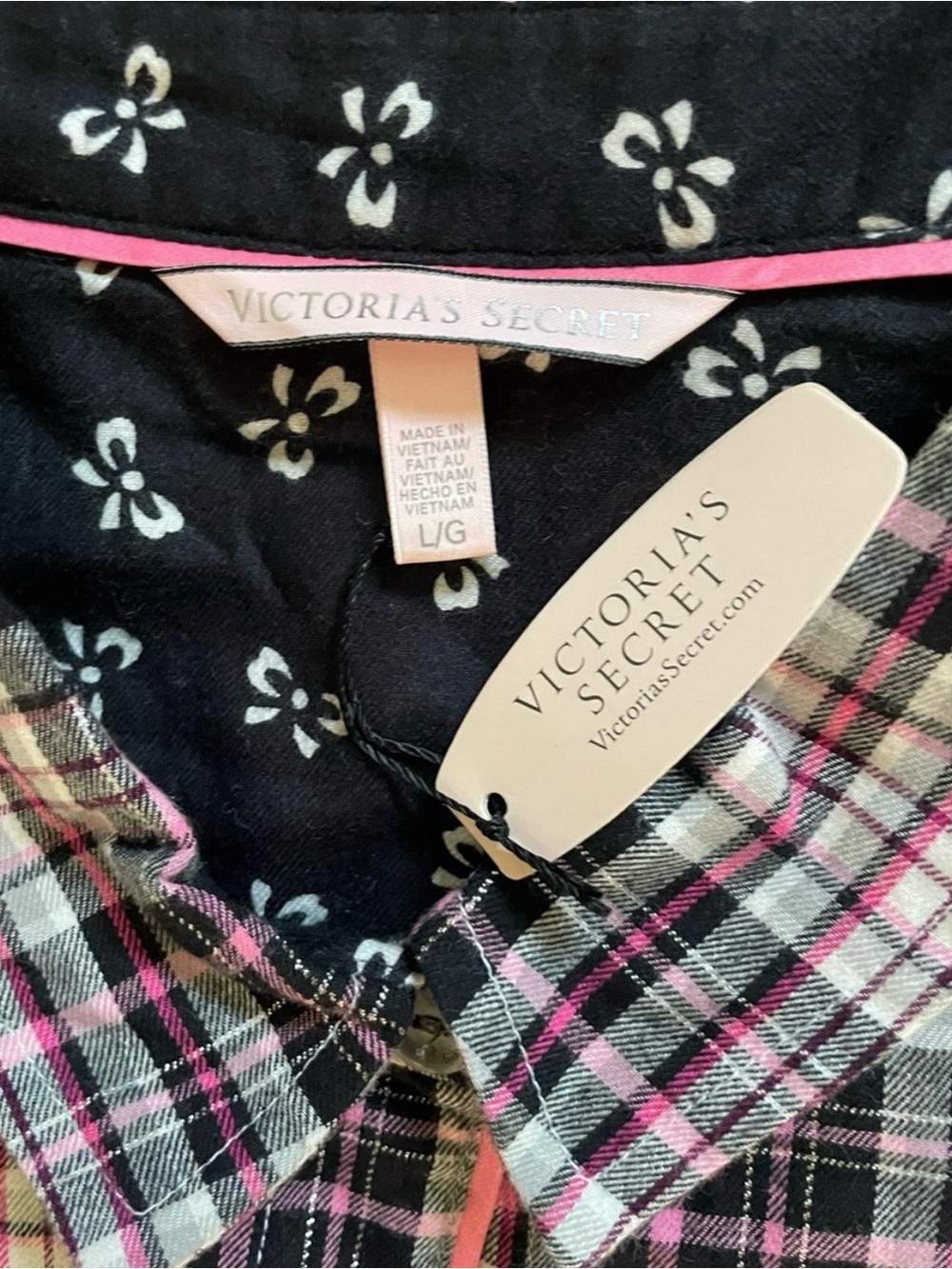 Brand New Plaid Pink & Black Long-Sleeve Pajama Set - Picture 2 of 2